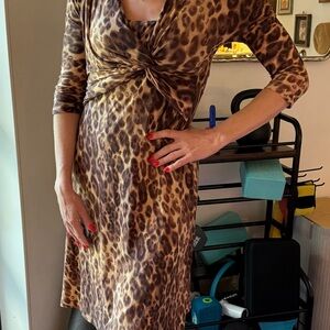 MaxMara Brown Leopard Long Sleeve Dress